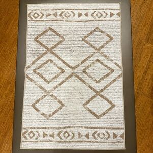 Gray and Tan Geometric Rug - 35” x 23”